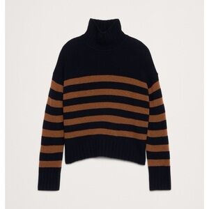 Banana Republic 100% Cashmere Relaxed Turtleneck Sweater Brown Black Small